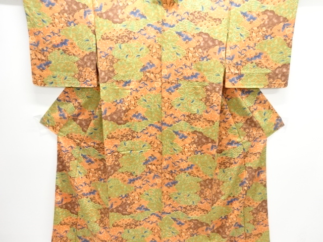 花唐草模様単衣小紋着物